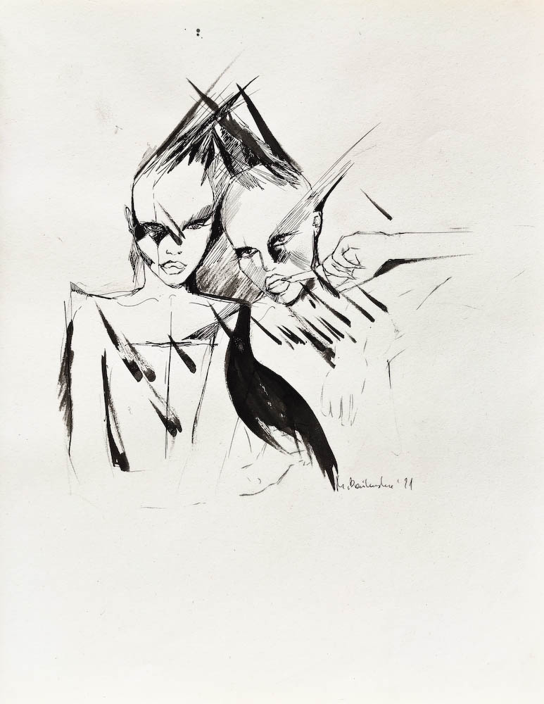 Drawing-ink-on-paper-Devils, 2021 Małgorzata Bańkowska. Surreal artist.