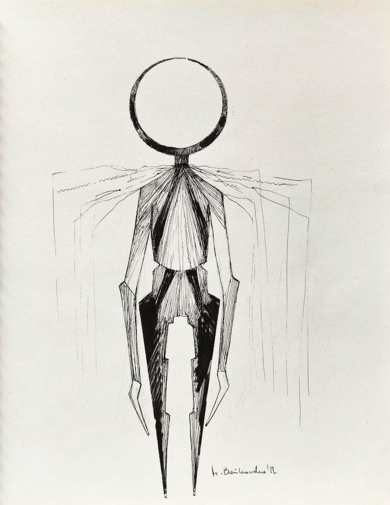 Drawing-ink-on-paper-O., 2022 Małgorzata Bańkowska. Surreal artist.