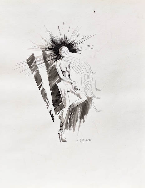 Drawing-ink-on-paper-Punk, 2021 Małgorzata Bańkowska. Surreal artist.