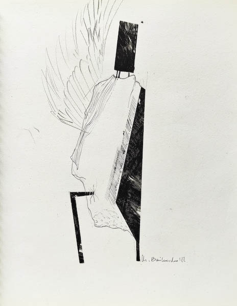 Drawing-ink-on-paper-Knight, 2022 Małgorzata Bańkowska. Surreal artist.