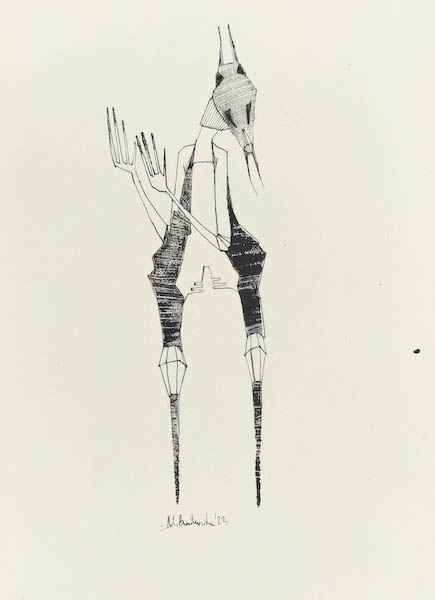Antoni 2023, Małgorzata Bańkowska mono stereo rysunek tuszem na papierze ink artwork ink drawing on paper dystopian art surrealizm sztuka dystopijna