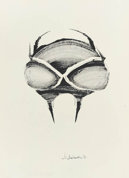  Locust 2023, Małgorzata Bańkowska mono stereo rysunek tuszem na papierze ink artwork ink drawing on paper dystopian art surrealizm sztuka dystopijna