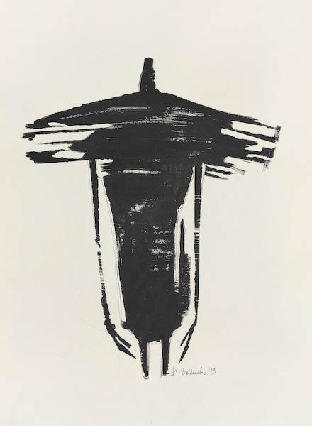 Guardian Angel 2023, Małgorzata Bańkowska mono stereo rysunek tuszem na papierze ink artwork ink drawing on paper dystopian art surrealizm sztuka dystopijna