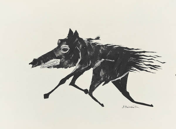 Wild Pig 2023, Małgorzata Bańkowska mono stereo rysunek tuszem na papierze ink artwork ink drawing on paper dystopian art surrealizm sztuka dystopijna