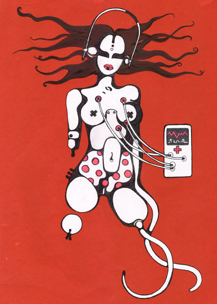 Małgorzata Bańkowska Red Gallery mpod polska sztuka rysunek polish art drawing erotyka fetysz erotic fetish biomechanika biomechanics
