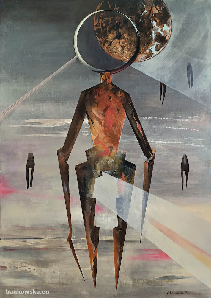 O.2 - painting on canvas by Małgorzata Bańkowska, Polish surrealist artist. The artwork is created using acrylic technique. Bizzare art, surreal art.