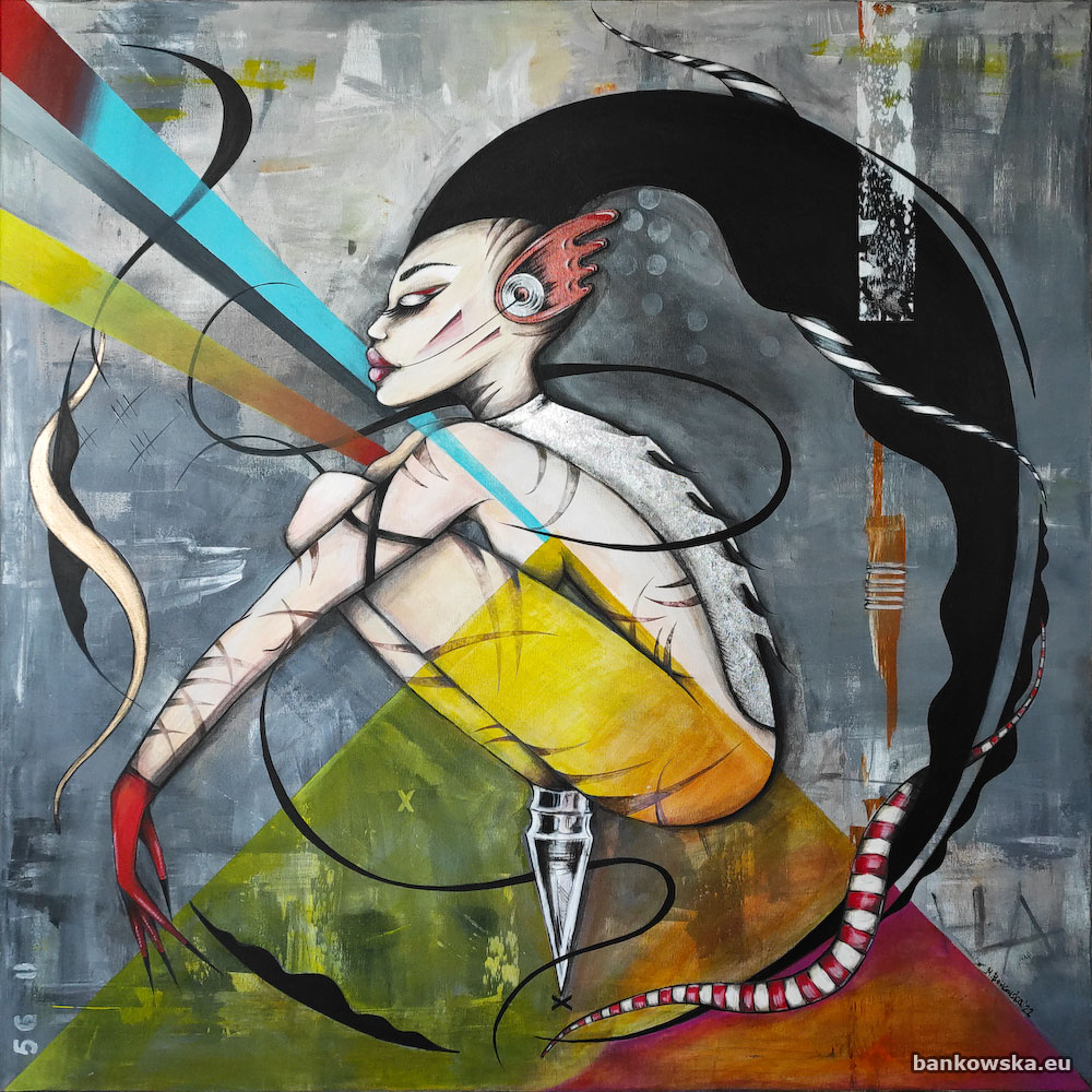 Inscribed in a Square, 2022 Małgorzata Bańkowska painting acrylic on hardboard obraz akryl na płótnie pop art polska sztuka malarstwo polskie polish artist