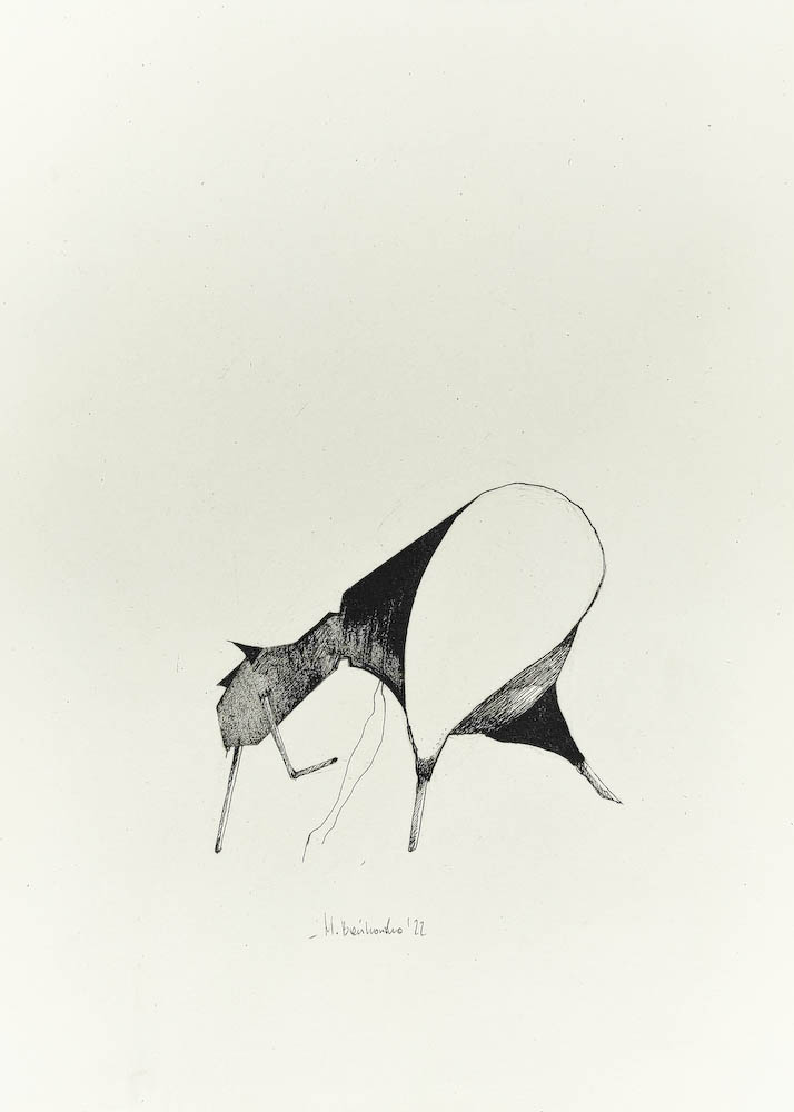 gmo2 2022, Małgorzata Bańkowska mono stereo rysunek tuszem na papierze dystopia ink on paper dystopian art surrealism dystopijna sztuka polska surreal artist