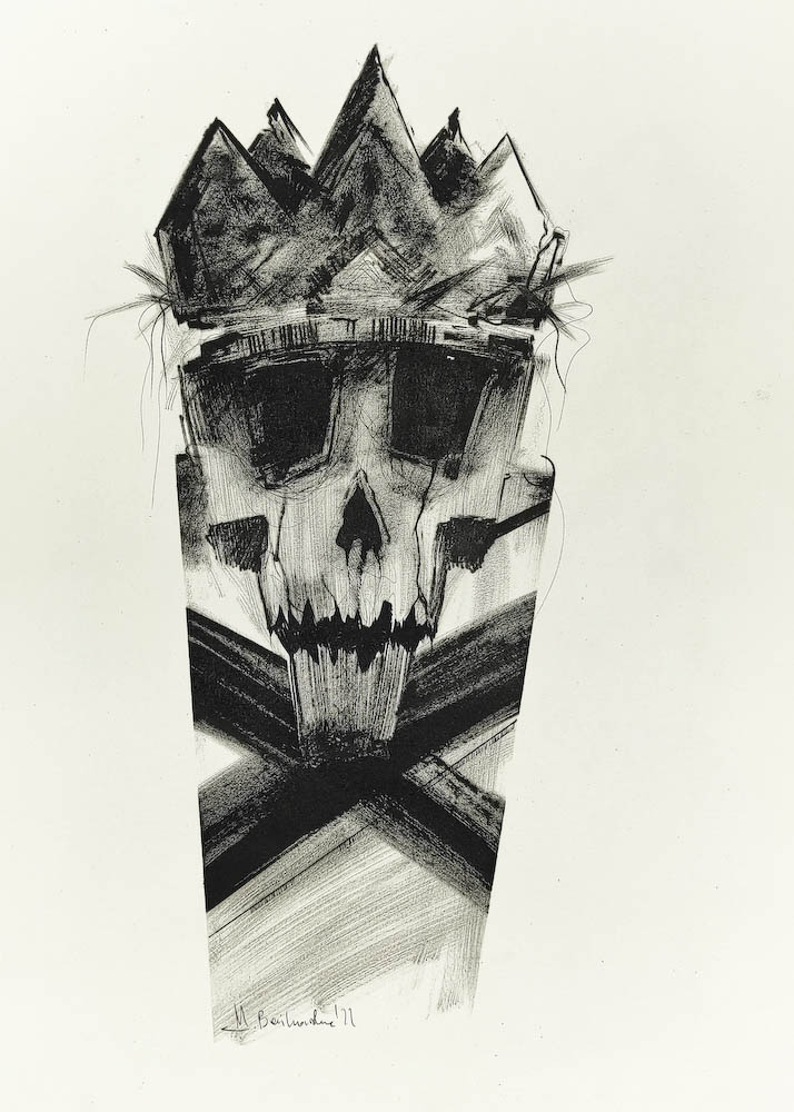 Wooden King 2022, Małgorzata Bańkowska mono stereo rysunek tuszem na papierze dystopia ink on paper dystopian art surrealism dystopijna sztuka polska surreal artist