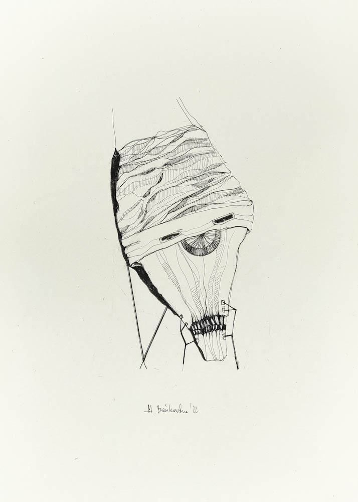 Woytass 2022, Małgorzata Bańkowska mono stereo rysunek tuszem na papierze dystopia ink on paper dystopian art surrealism dystopijna sztuka polska surreal artist