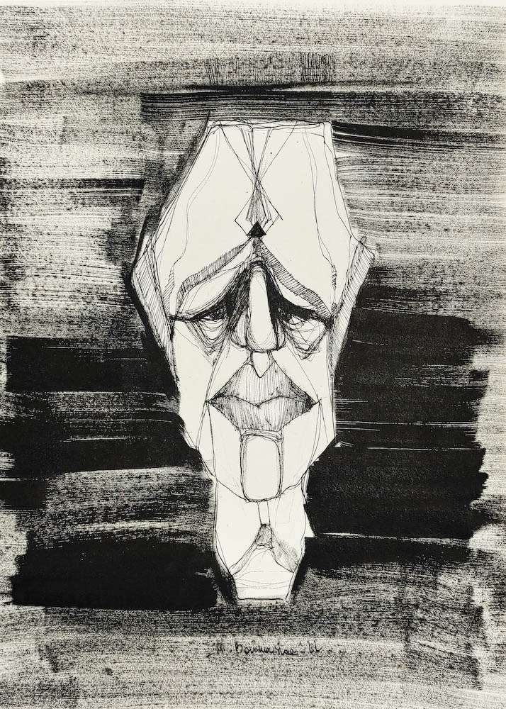 Tailor 2022, Małgorzata Bańkowska mono stereo rysunek tuszem na papierze dystopia ink on paper dystopian art surrealism dystopijna sztuka polska surreal artist