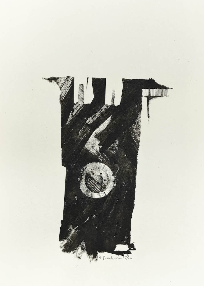 Tick Tock 2023, Małgorzata Bańkowska mono stereo rysunek tuszem na papierze ink artwork ink drawing on paper dystopian art surrealizm sztuka dystopijna