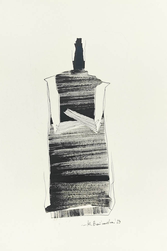 Attitude 2023, Małgorzata Bańkowska mono stereo rysunek tuszem na papierze ink artwork ink drawing on paper dystopian art surrealizm sztuka dystopijna