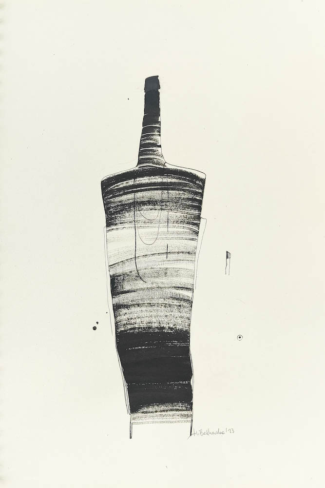 Before 2023, Małgorzata Bańkowska mono stereo rysunek tuszem na papierze ink artwork ink drawing on paper dystopian art surrealizm sztuka dystopijna