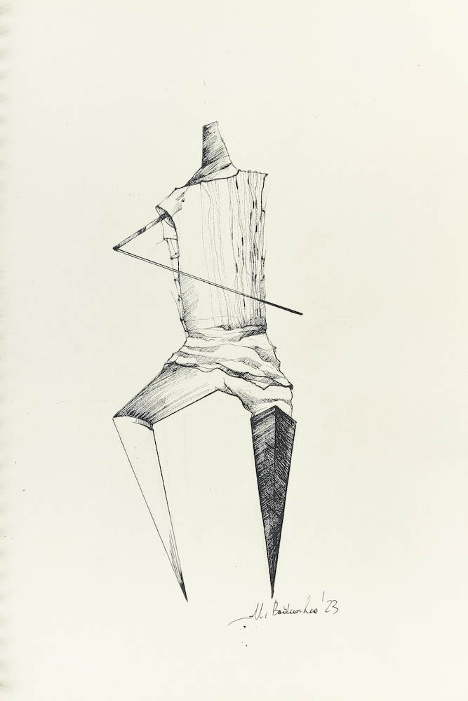 Adamant 2023, Małgorzata Bańkowska mono stereo rysunek tuszem na papierze ink artwork ink drawing on paper dystopian art surrealizm sztuka dystopijna