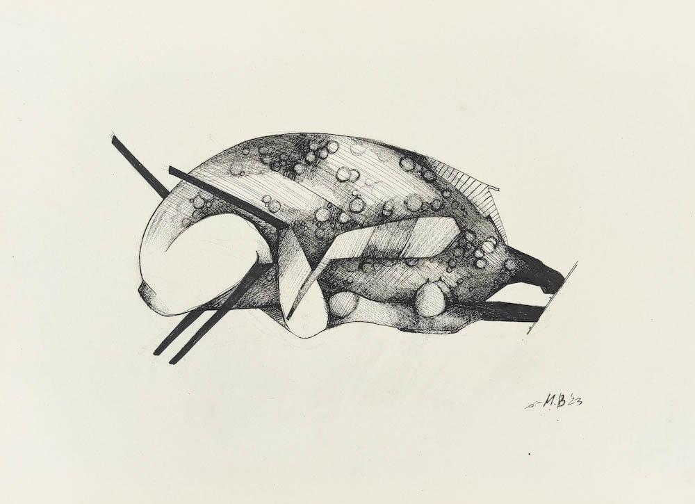  Morfing 2023, Małgorzata Bańkowska mono stereo rysunek tuszem na papierze ink artwork ink drawing on paper dystopian art surrealizm sztuka dystopijna