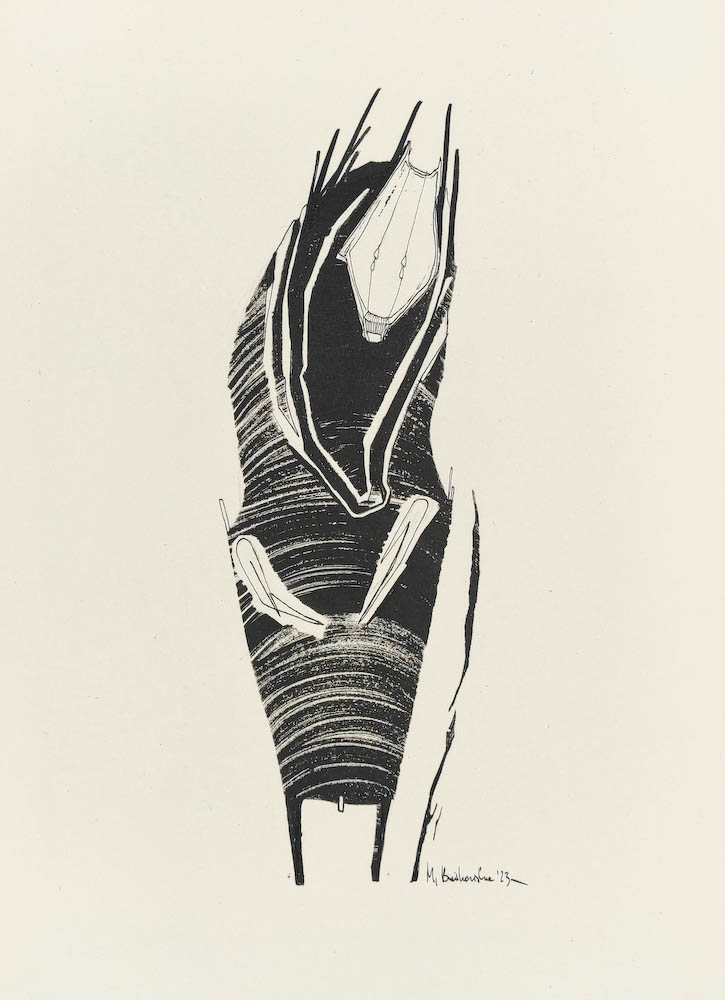 Whiner 2023, Małgorzata Bańkowska mono stereo rysunek tuszem na papierze ink artwork ink drawing on paper dystopian art surrealizm sztuka dystopijna