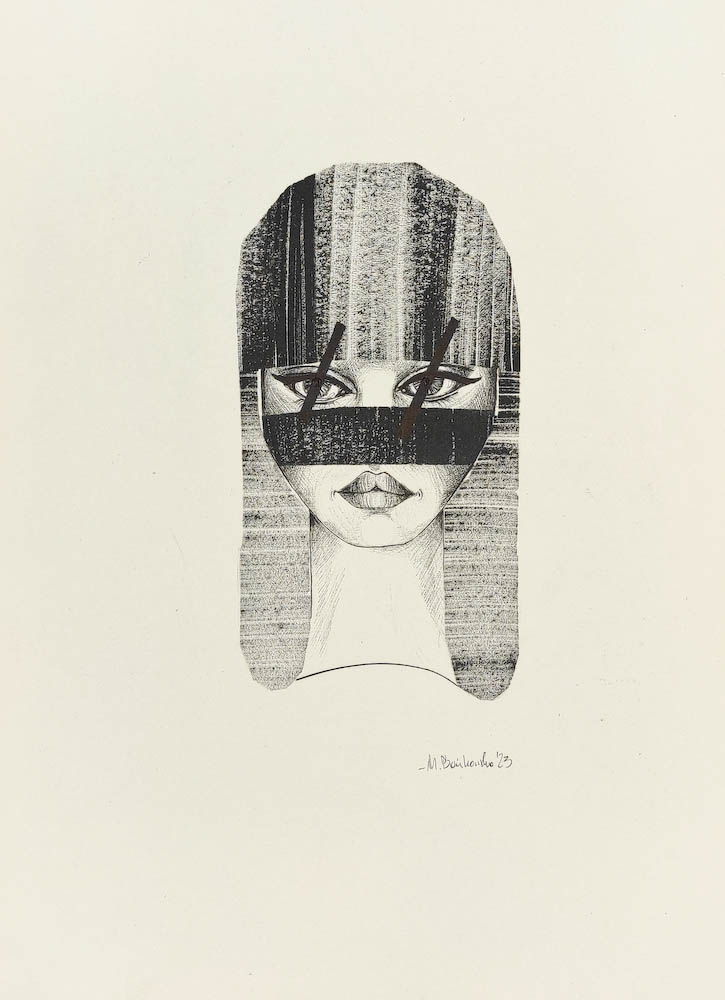 Astigmatism 2023, Małgorzata Bańkowska mono stereo rysunek tuszem na papierze ink artwork ink drawing on paper dystopian art surrealizm sztuka dystopijna