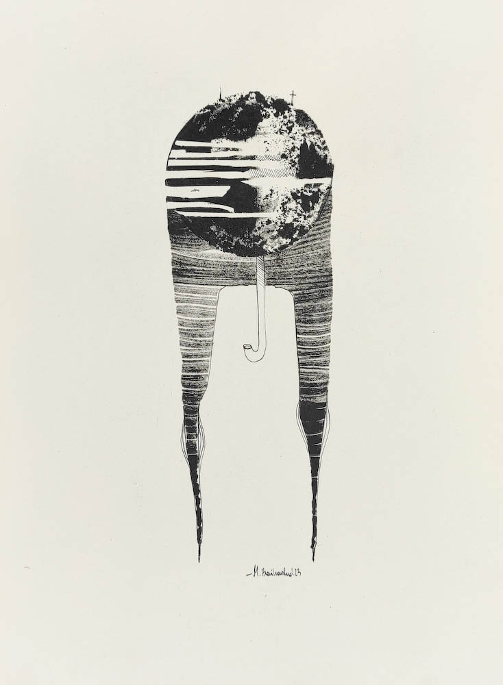 Privates 2023, Małgorzata Bańkowska mono stereo rysunek tuszem na papierze ink artwork ink drawing on paper dystopian art surrealizm sztuka dystopijna