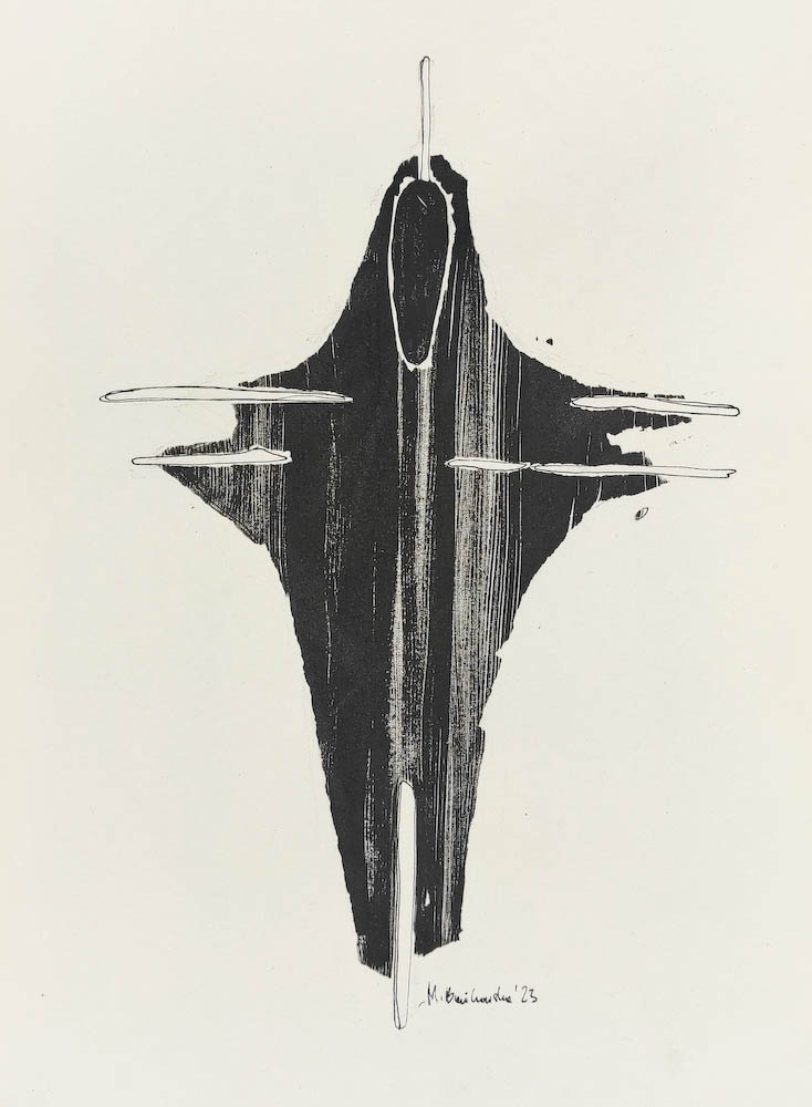 Holy Spirit 2023, Małgorzata Bańkowska mono stereo rysunek tuszem na papierze ink artwork ink drawing on paper dystopian art surrealizm sztuka dystopijna