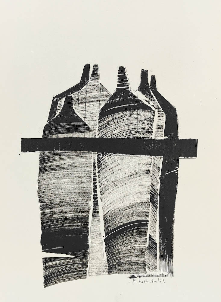 Conscience 2023, Małgorzata Bańkowska mono stereo rysunek tuszem na papierze ink artwork ink drawing on paper dystopian art surrealizm sztuka dystopijna