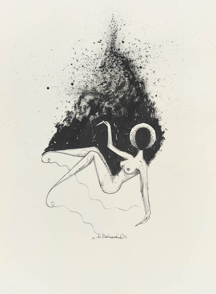 Ultraviolet 2023, Małgorzata Bańkowska mono stereo rysunek tuszem na papierze ink artwork ink drawing on paper dystopian art surrealizm sztuka dystopijna