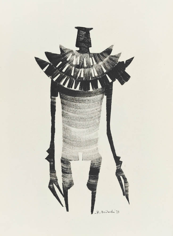 Mr. Tester 2023, Małgorzata Bańkowska mono stereo rysunek tuszem na papierze ink artwork ink drawing on paper dystopian art surrealizm sztuka dystopijna