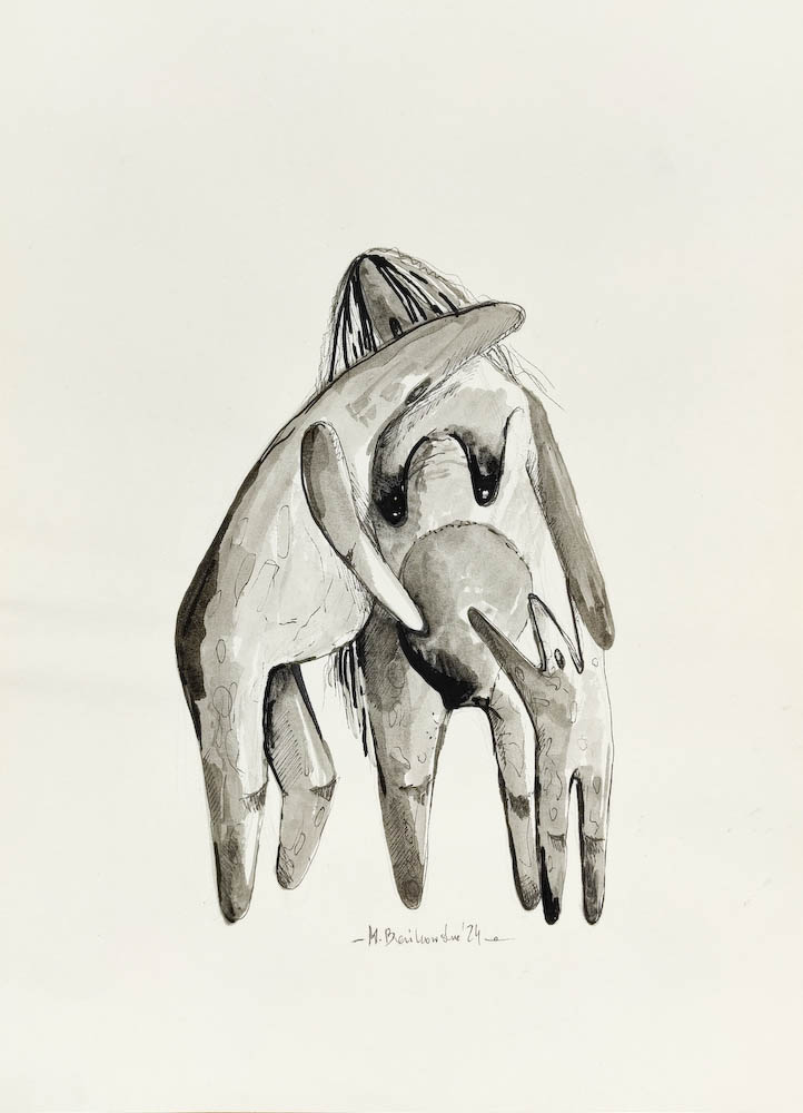 Familia 2024, Małgorzata Bańkowska mono stereo ink on paper fineart artcollector dystopian surrealism