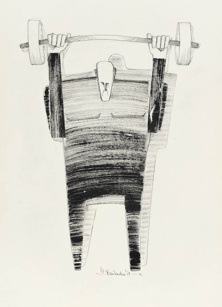 Courage 2024, Małgorzata Bańkowska mono stereo ink on paper fineart artcollector dystopian surrealism