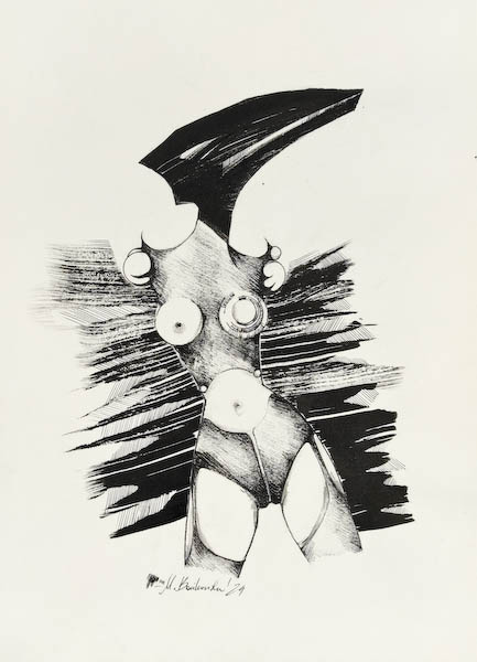 Eraserhead 2024, Małgorzata Bańkowska mono stereo ink on paper fineart artcollector dystopian surrealism