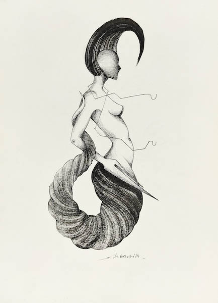 Nike 2024, Małgorzata Bańkowska mono stereo ink on paper fineart artcollector dystopian surrealism