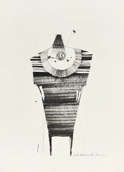 Time Keeper 2024, Małgorzata Bańkowska mono stereo ink on paper fineart artcollector dystopian surrealism