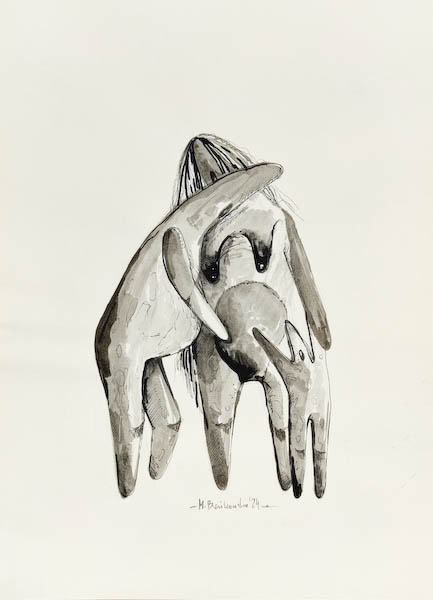 Familia 2024, Małgorzata Bańkowska mono stereo ink on paper fineart artcollector dystopian surrealism