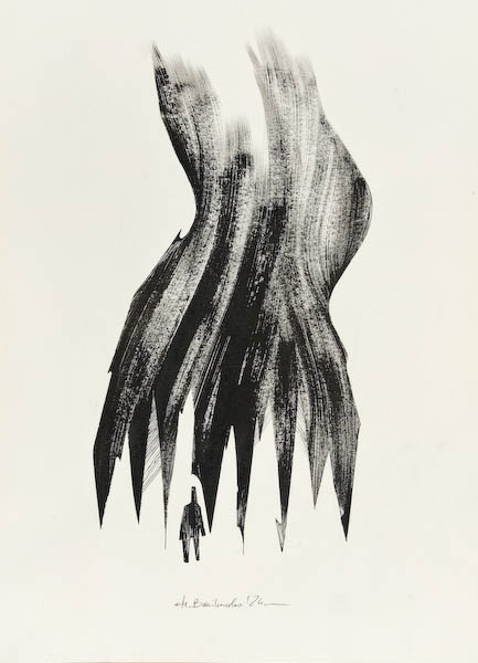 Sharp Shadow of the Fog 2024, Małgorzata Bańkowska mono stereo ink on paper fineart artcollector dystopian surrealism