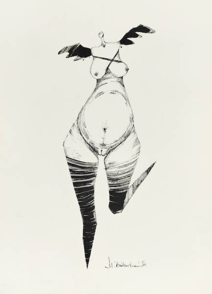 Butterfly 2024, Małgorzata Bańkowska mono stereo ink on paper fineart artcollector dystopian surrealism