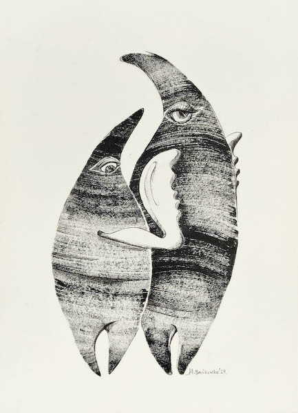 Sorrows 2024, Małgorzata Bańkowska mono stereo ink on paper fineart artcollector dystopian surrealism