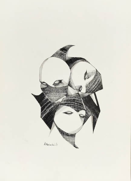 Brothers of the Road 2024, Małgorzata Bańkowska mono stereo ink on paper fineart artcollector dystopian surrealism