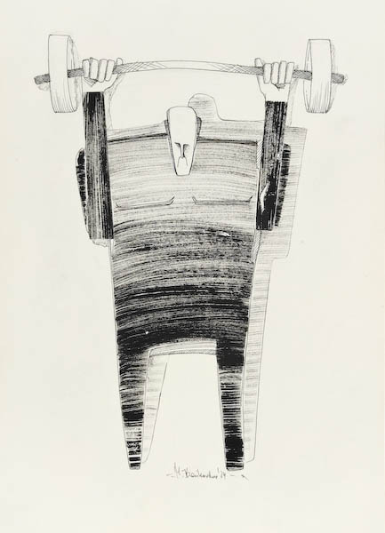 Courage 2024, Małgorzata Bańkowska mono stereo ink on paper fineart artcollector dystopian surrealism