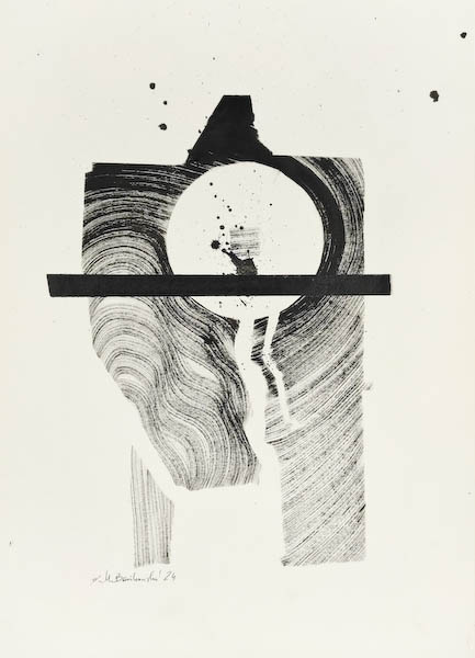 The Inner War. Contemporary surreal ink on paper artwork exploring identity, responsibility and inner chaos in a minimalist black and white form.